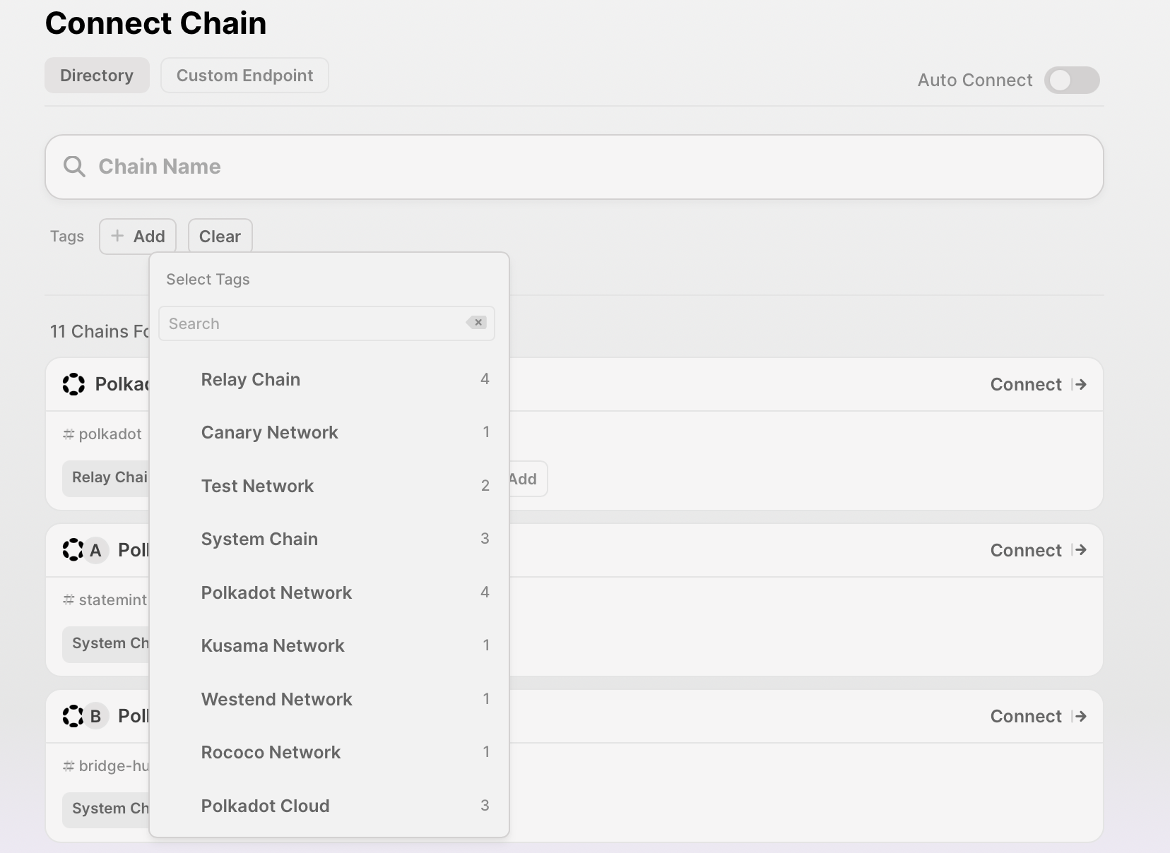 Applying tags to a chain